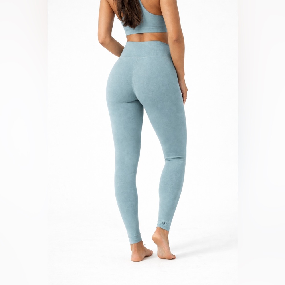Set Active X Ouai Sculptflex Leggings Sz Medium Blue Active Gym Yoga Athleisure